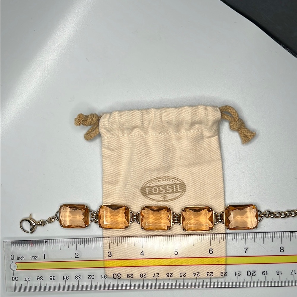 Fossil Orange and Gold Bracelet with Linked Design